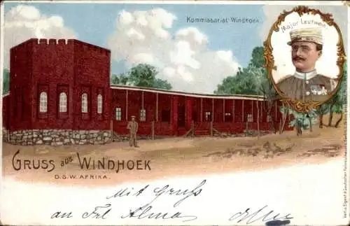 Litho Windhoek Windhuk Namibia Deutsch Südwestafrika, Kommissariat, Major Leutwein