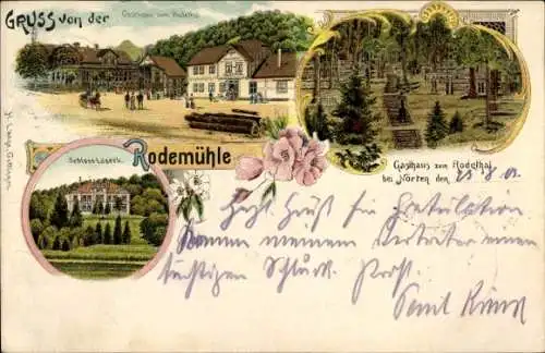 Litho Rodemühle Hemsloh in Niedersachsen, Gasthaus zum Rodetal