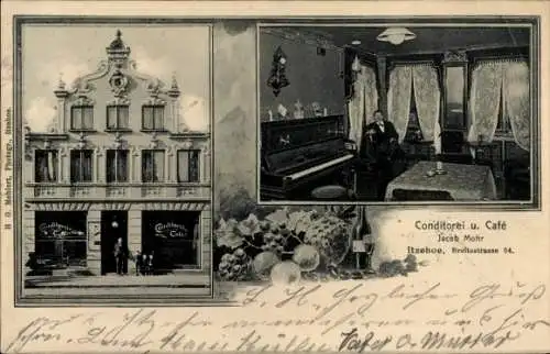 Ak Itzehoe in Holstein, Konditorei und Cafe, Breitestraße 24, Innenansicht, Klavier