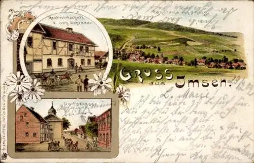 Litho Imsen Alfeld an der Leine, Dorfstraße, Gastwirtschaft