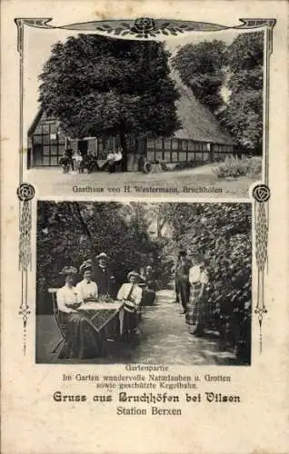 Passepartout Ak Bruchhöfen Bruchhausen Vilsen Landkreis Diepholz, Gasthaus, Garten