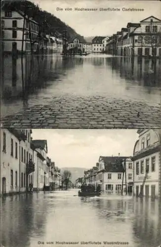 Ak Bad Karlshafen an der Weser, Hochwasser, Weserstraße, Carlstraße