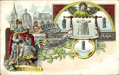 Litho Aachen in Nordrhein Westfalen, Aachener Heiligtumsfahrt, Kleid der Muttergottes, Lendentuch
