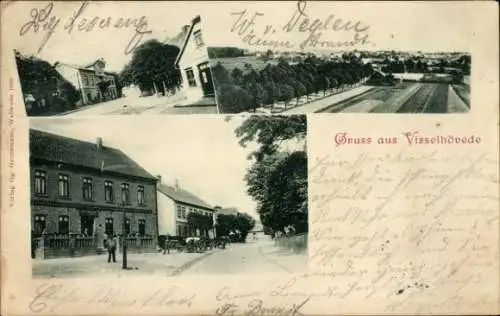 Ak Visselhövede in Niedersachsen, Straßenpartie, Kutschen, Panorama vom Ort