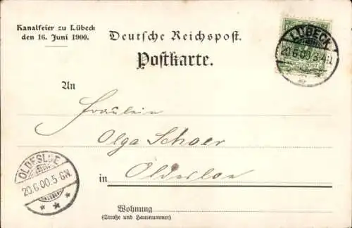 Ak Hansestadt Lübeck, Elbe-Trave-Kanal, Eröffnung, Kaiser Wilhelm II., Juni 1900