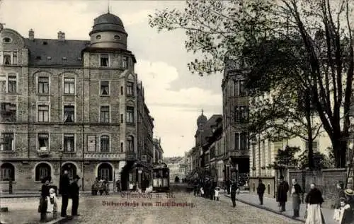 Ak Offenbach am Main Hessen, Biebererstraße, Mathildenplatz. Straßenbahn Nr. 16