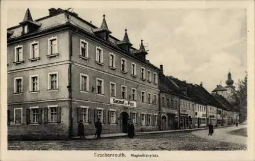 Ak Tirschenreuth in der Oberpfalz Bayern, Maximilianplatz, Gasthof zur Post