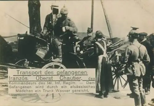 Ak Transport des gefangenen französischen Oberst Chautier, Kriegsgefangener I WK