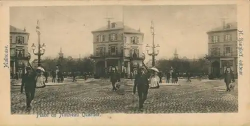 Stereo Foto Mulhouse Mülhausen Elsass Haut Rhin, Place du Nouveau Quartier