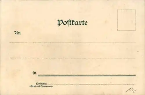 Mondschein Litho Helgoland, Treppe und Fahrstuhl zum Oberland, Frau in Tracht