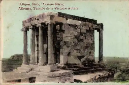 Ak Athen Griechenland, Temple de la Victoire Aptere