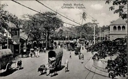 Ak Colombo Ceylon Sri Lanka, Pettah-Markt