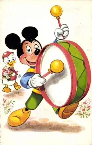 Ak Walt Disney, Micky Maus mit Pauke