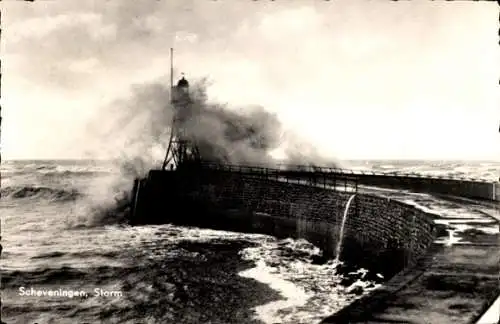 Ak Scheveningen Den Haag Südholland, Sturm