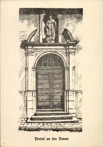 Künstler Ak Koblenz am Rhein, Florentinskirche, Portal an der Danne