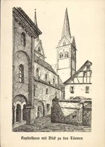 Künstler Ak Koblenz am Rhein, Florentinskirche, Kapitalhaus, Türme