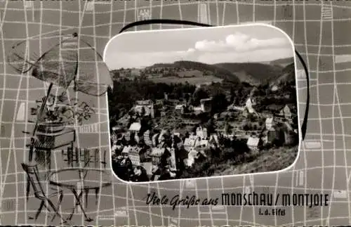 Passepartout Ak Monschau Montjoie in der Eifel, Panorama