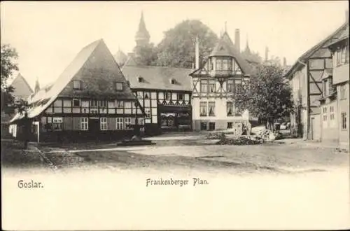 Ak Goslar in Niedersachsen, Partie am Frankenberger Plan, Fachwerkhäuser