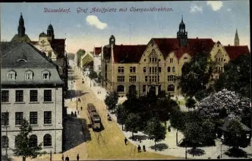 Ak Düsseldorf am Rhein, Graf Adolfplatz mit Oberpostdirektion