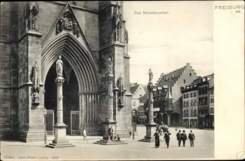 Ak Freiburg im Breisgau, Münsterportal