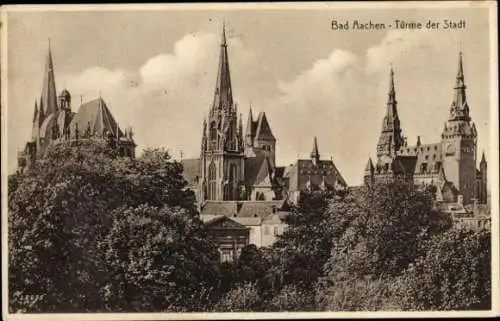 Ak Aachen in Nordrhein Westfalen, Bad Aachen, Türme der Stadt