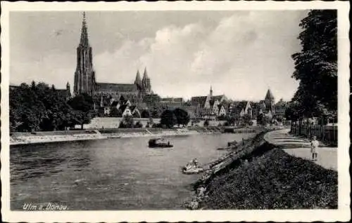 Ak Ulm an der Donau, Teilansicht, Kirche, Promenade