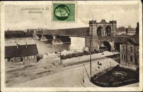 Ak Ludwigshafen am Rhein, Rheinbrücke, Wasser