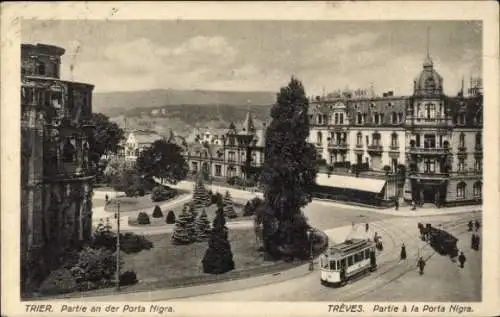 Ak Trier an der Mosel, Porta Nigra, Straßenbahn