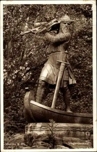 Ak Worms am Rhein, Hagendenkmal