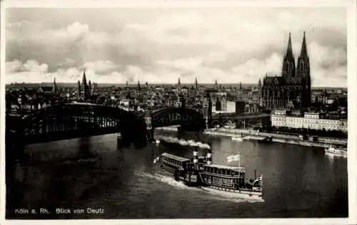 Ak Köln am Rhein, Teilansicht, Blick von Deutz, Dom