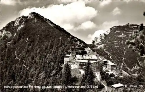 Ak Kochel am See in Oberbayern, Herzogstand, Herzogstandhaus, Martinskopf