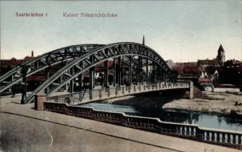 Ak Saarbrücken im Saarland, Kaiser Friedrichbrücke