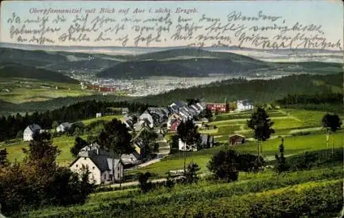 Ak Oberpfannenstiel Lauter Bernsbach im Erzgebirge Sachsen, Totale mit Blick auf Aue