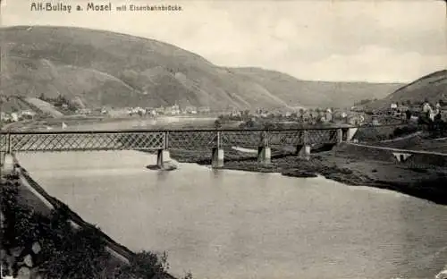 Ak Alf an der Mosel, Bullay, Teilansicht, Eisenbahnbrücke