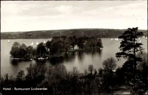 Ak Berlin Zehlendorf Nikolassee, Insel Lindwerder, Havel, Hotel Restaurant Lindwerder