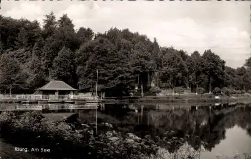 Ak Bad Iburg am Teutoburger Wald, See, Panorama