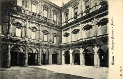 Ak Roma Rom Lazio, Palazzo Farnese, Portico