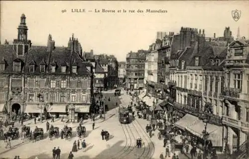 Ak Lille Nord, La Bourse, Rue des Manneliers