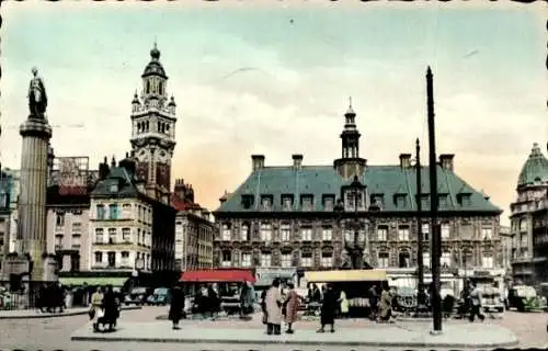 Ak Lille Nord, Place du General-de-Gaulle, la Deesse Dans le fond la Bourse