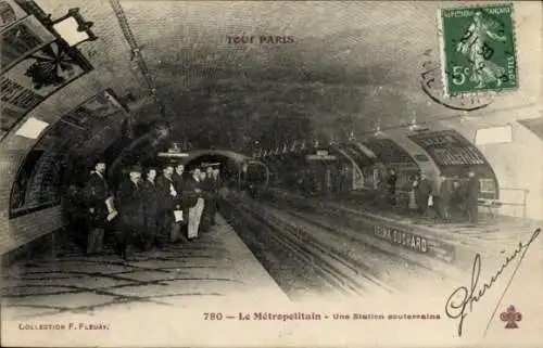 Ak Paris, Metropolitain, une Station souterraine