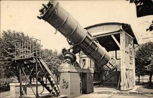 Ak Paris XIV Observatorium, Grand Teleskope