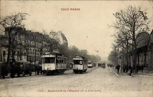 Ak Paris XIII., Boulevard de l'Hopital, Straßenbahn