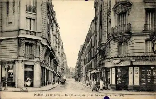 Ak Paris XVII, Rue Rennequin, aufgenommen von der Fourcroy-Kreuzung