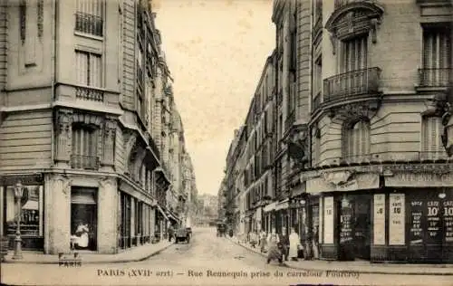 Ak Paris XVII, Rue Rennequin, aufgenommen von der Fourcroy-Kreuzung