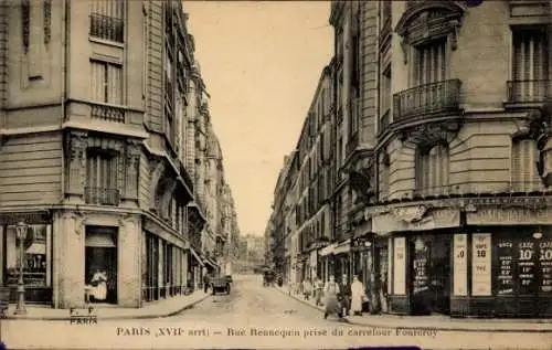 Ak Paris XVII, Rue Rennequin, aufgenommen von der Fourcroy-Kreuzung