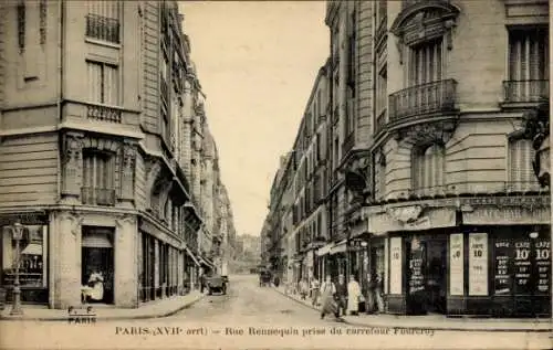 Ak Paris XVII, Rue Rennequin, aufgenommen von der Fourcroy-Kreuzung