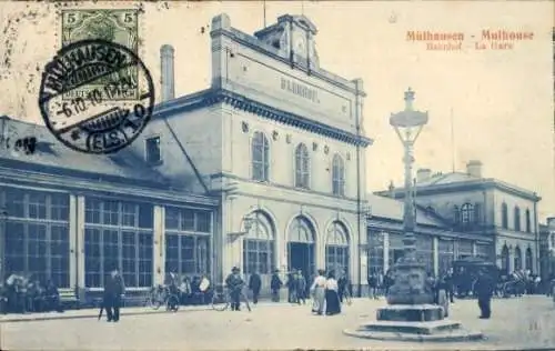 Ak Mulhouse Mülhausen Elsass Haut Rhin, Bahnhof