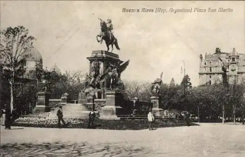 Ak Buenos Aires Argentinien, Plaza San Martin, Denkmal