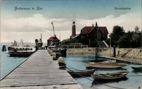 Ak Holtenau Kiel, Bootshafen, Leuchtturm