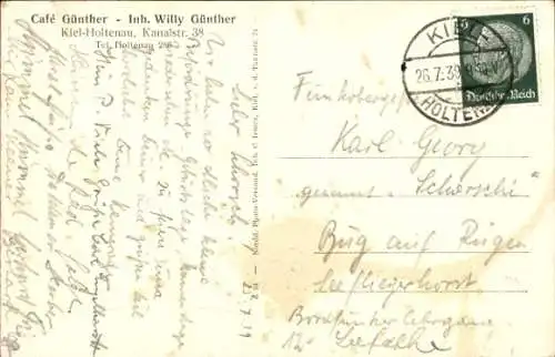 Ak Holtenau Kiel, Café Günther